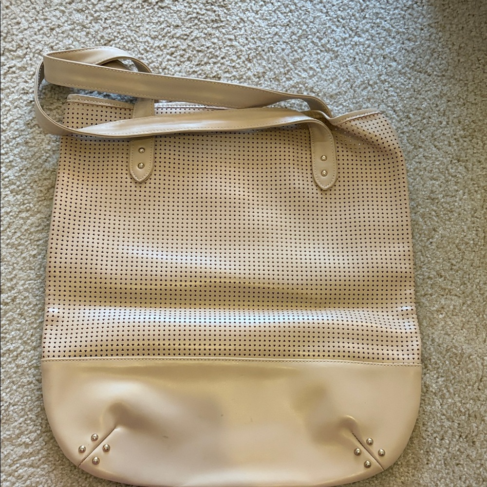 Lauren Merkin Beige Perforated Tote Bag